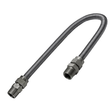 Flextron Gas Line Hose 5/8'' O.D. x 24'' Length with 3/4 in MIP Fittings, Stainless Steel Flexible Connector FTGC-SS12-24N